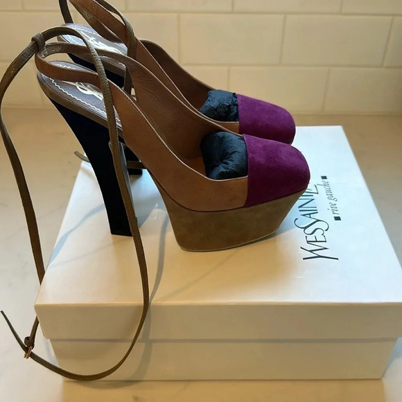 YSL Obsession heels size 36 Suede Multicolor - Picture 5 of 9